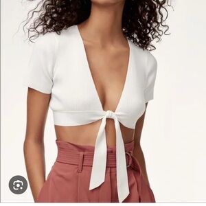 Wilfred White Cropped Sculpt Top Small Aritzia S